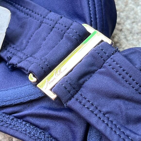 Anne Cole Bikini Womens sz 34C 36B Navy Twist Swim Top Underwire Support - Picture 3 of 6